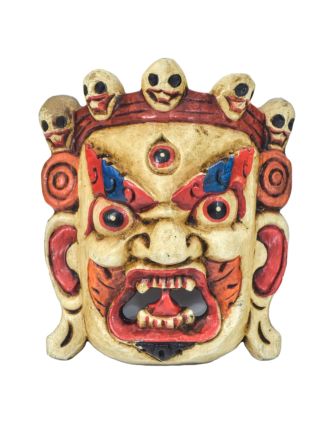 Drevená maska, Bhairab, ručne maľovaný, 14x6x13cm
