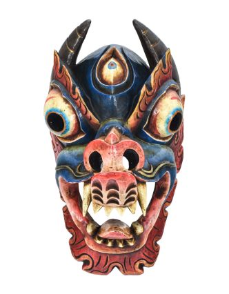 Drevená maska, Drak, ručne maľovaný, 19x18x32cm