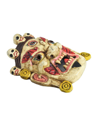 Drevená maska, "Bhairab", ručne vyrezávaná, maľovaná, 17x7x23cm