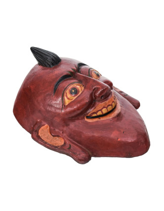Drevená maska, "Joker", ručne vyrezávaná, maľovaná, 15x8x20cm