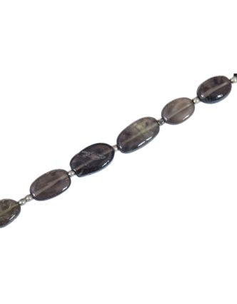 Zapínací náhrdelník s korálkami zo záhnedy, postriebrený (10µm), 44cm