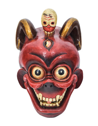 Lebka, drevená maska, ručne maľovaná, 25x17x39cm
