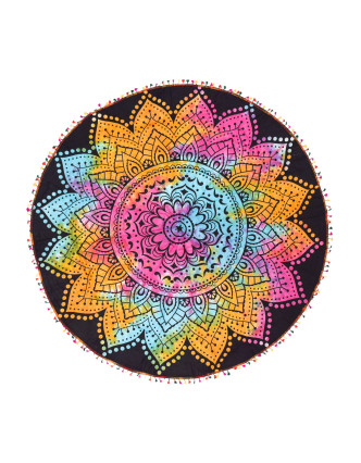 Bavlnený okrúhly prehoz/obrus s mandalou, multifarebný, 180cm