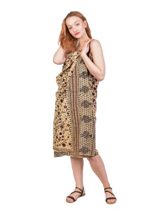 Bavlnený sárong s ručnou tlačou tradičných indických motívov, 110x180cm
