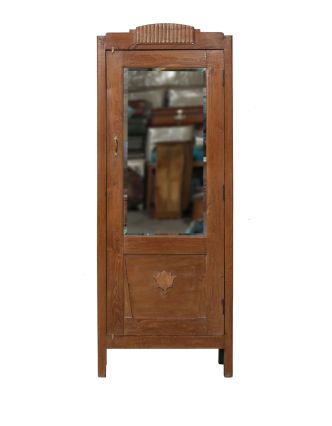 Šatníková skriňa so zrkadlom vyrobená z teakového dreva, 73x47x190cm
