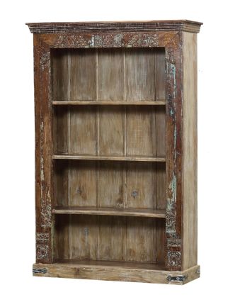 Knižnica z teakového dreva vyrobená zo starého portálu, 135x52x203cm