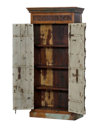 Skriňa z mangového dreva, staré teakové dvere s kovaním, 102x47x206cm