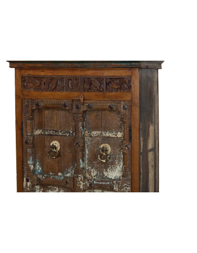 Skriňa z mangového dreva, staré teakové dvere s kovaním, 102x47x206cm