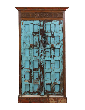 Skriňa z mangového dreva, staré teakové dvere s kovaním, 112x49x196cm