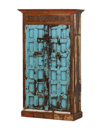Skriňa z mangového dreva, staré teakové dvere s kovaním, 112x49x196cm