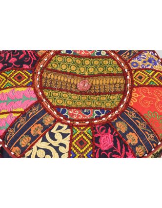 Taburet z Rajastanu, patchwork, okrúhly, 55x55x40cm