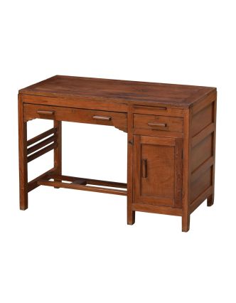 Starý písací stôl z teakového dreva, 107x53x74cm