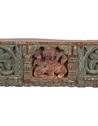 Starý portál z teakového dreva, Ganéš, ručné rezby, 141x6x20cm
