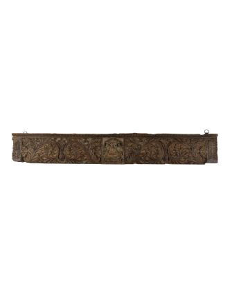 Starý portál z teakového dreva, Ganéš, ručné rezby, 135x6x20cm