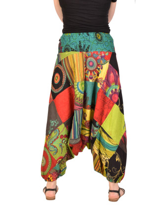 Turecké nohavice nohavice s potlačou, patchwork