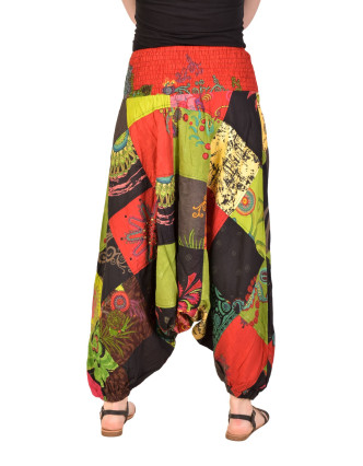 Turecké nohavice nohavice s potlačou, patchwork