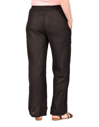 Nohavice dlhé čierne unisex s vreckami, pružný pás