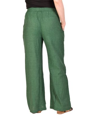 Nohavice dlhé zelené unisex s vreckami, pružný pás