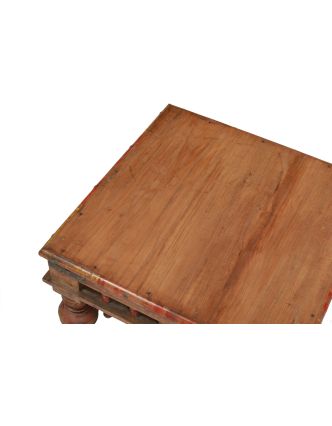 Starý čajový stolík z teakového dreva, 58x58x29cm