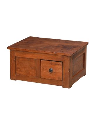 Starý kupecký stolík z teakového dreva, 70x53x35cm