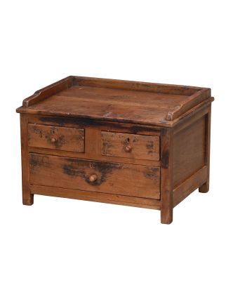 Starý kupecký stolík z teakového dreva, 61x45x41cm