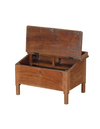 Starý kupecký stolík z teakového dreva, 69x49x49cm