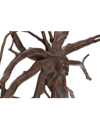 Drevená hlava Déví z koreňa kávovníka, 100x100cm