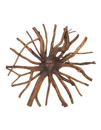 Drevená hlava Déví z koreňa kávovníka, 60x60cm