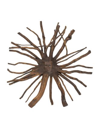 Drevená hlava Déví z koreňa kávovníka, 60x60cm