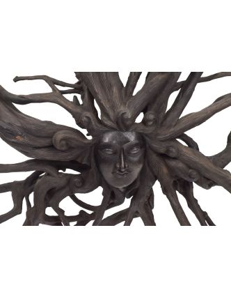 Drevená hlava Déví z koreňa rambutanu, 145x140cm