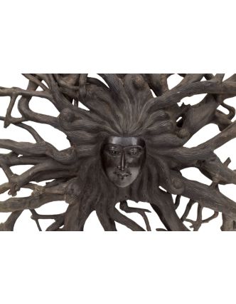 Drevená hlava Déví z koreňa rambutanu, 140x130cm