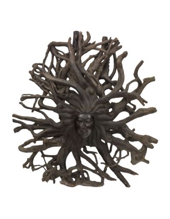 Drevená hlava Déví z koreňa rambutanu, 140x130cm
