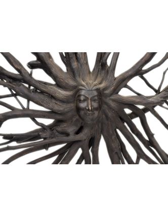 Drevená hlava Déví z koreňa rambutanu, 150x150cm
