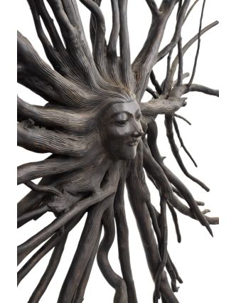 Drevená hlava Déví z koreňa rambutanu, 150x150cm