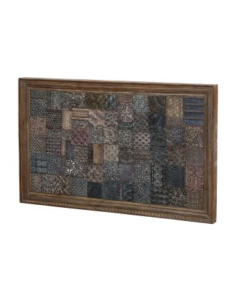 Drevený panel z mangového dreva vyskladaný zo starých razníc, 91x9x153cm