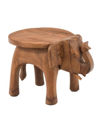 Stolička v tvare slona zdobená, prírodná úprava, 28x21x20cm