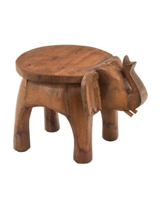 Stolička v tvare slona zdobená, prírodná úprava, 23x16x16cm