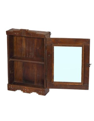 Presklená skrinka z teakového dreva, 31x10x46cm