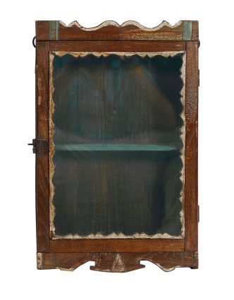 Presklená skrinka z teakového dreva, 33x11x47cm