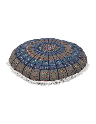 Meditačný vankúš okrúhly, Mandala so strapcami, 80x13cm