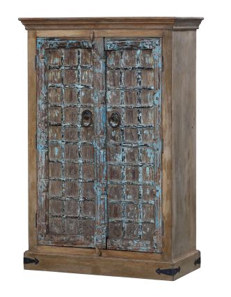 Skriňa z mangového dreva, staré teakové dvere s kovaním, 96x43x144cm