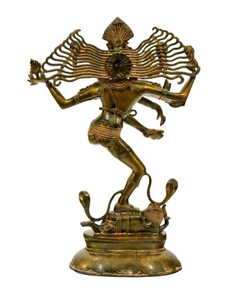 Tancujúci Šiva, Natraj, mosadzná socha, antik patina, 50x27x80cm