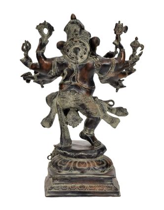 Tancujúci Ganéš, mosadzná socha, antik patina, 45x21x64cm