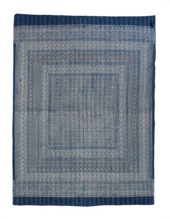 Prehoz na posteľ modrý prešívaný blockprint, ručné práce, 260x220cm