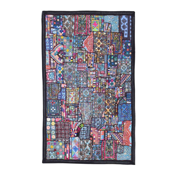Unikátna tapiséria z Rajastanu, farebná, ručné vyšívanie, 94x146cm