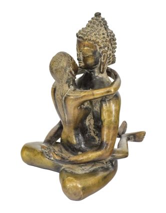 Budha Shakti, mosadzná socha, 16x16x22cm