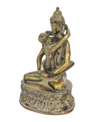 Budha Shakti, mosadzná socha, 14x17x20cm