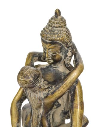 Budha Shakti, mosadzná socha, 14x17x20cm