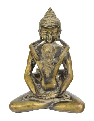 Budha Shakti, mosadzná socha, 14x12x17cm