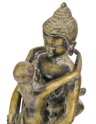 Budha Shakti, mosadzná socha, 14x12x17cm